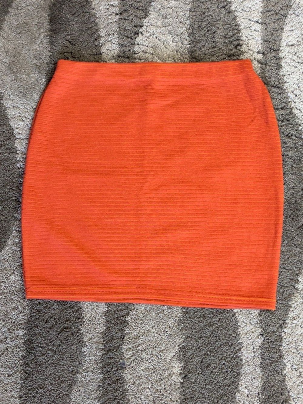 Ambiance Orange Ribbed Bodycon Mini Skirt